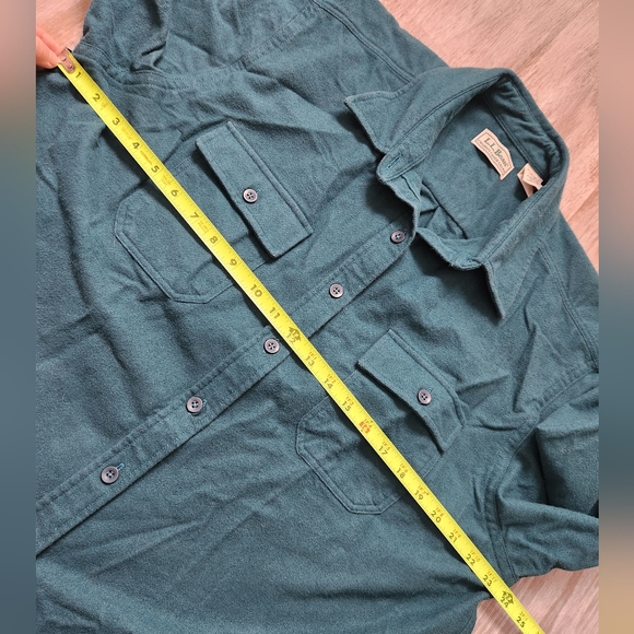 VTG 90s LL Bean Chamois Cloth Shirt Womens XL Teal Flannel Button Down Thick - Picture 4 of 6